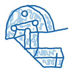 Sticker - Cricket Helmet doodle icon hand drawn illustration