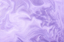 Abstract Fluid Art Background Light Purple And Lilac Colors. Liquid Marble. Acrylic Painting With Violet Shiny Gradient.