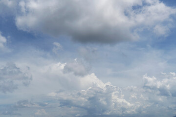 Wall Mural - blue sky and white clouds. Clouds floating in the sky.Bright blue background. Relaxing feeling like being in the sky