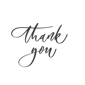 Thank you - hand lettering, handmade calligraphy vector inscription