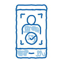 Wall Mural - Phone Person Verification doodle icon hand drawn illustration