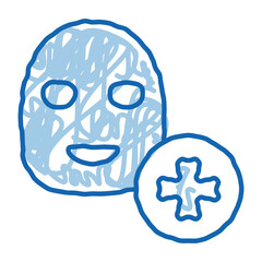 Canvas Print - Face Mask Medical Cross doodle icon hand drawn illustration