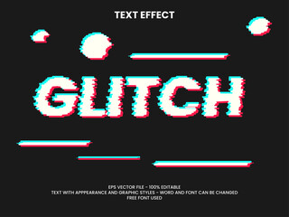 Glitch text effect. Editable font text effect retro glitch style.