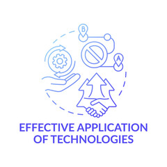 Effective application of technologies dark blue concept icon