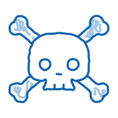 Poster - Cross Bones Skull doodle icon hand drawn illustration