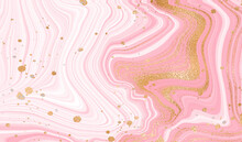 Gold Marble Design. A Beautiful Combination Of Pink Marble Stripes And Stains Of Gold.