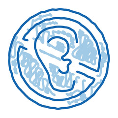 Sticker - No Hearing doodle icon hand drawn illustration