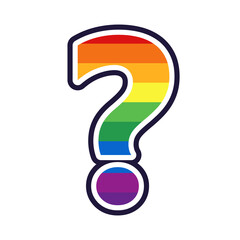 Canvas Print - Rainbow question mark icon. Clipart image isolated on white background