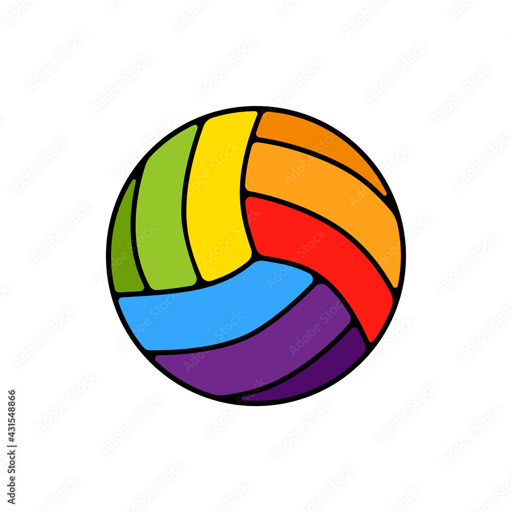 Volleyball ball rainbow icon. Clipart image isolated on white background  Stock Vector | Adobe Stock, image size:1000x1000