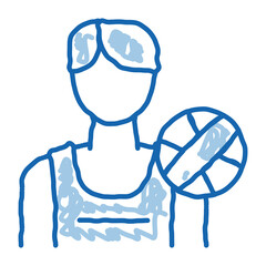 Poster - Male Volleyball Player doodle icon hand drawn illustration