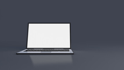 3d rendering image of laptop on dark gray background