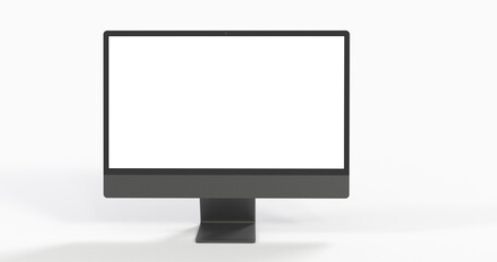 Realistic flat screen computer monitor 3de style mockup with blank screen isolated 3d