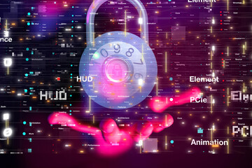 cybersecurity and information or network protection. future technology web
