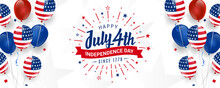 Independence Day USA Sale Promotion Advertising Banner Template American Balloons Flag Decor Ready To Use In Flyers, Posters, Social Media, Etc.