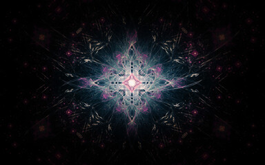 abstract illustration of a fantastic star with many rays on a black background