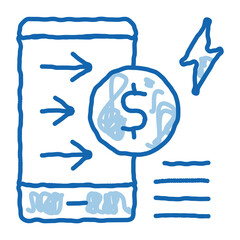 Wall Mural - money transfer phone doodle icon hand drawn illustration