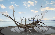 The Sun Voyager By Jón Gunnar Árnason, A Large Steel Ship Sculpture Along The Reykjavik Sculpture And Shore Walk, Iceland