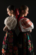 Young beautiful slovak women in traditional dress. Slovak folklore