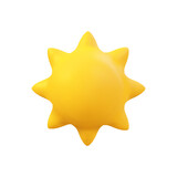 Fototapeta Dinusie - 3d Vector Sun realistic illustration. Summer Solar object isolated on white. Minimal cartoon weather sunshine