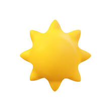 3d Vector Sun Realistic Illustration. Summer Solar Object Isolated On White. Minimal Cartoon Weather Sunshine