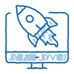 Wall Mural - rocket computer control doodle icon hand drawn illustration