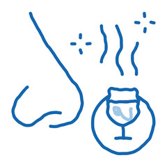 Wall Mural - smelling wine testing doodle icon hand drawn illustration