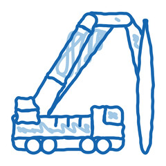 Canvas Print - truck mounted crane doodle icon hand drawn illustration