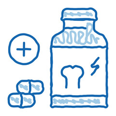 Sticker - vitamin for strengthening bones doodle icon hand drawn illustration