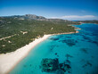 La bellissima Spiaggia di Liscia Ruia, mare color smeraldo , vegetazione e natura selvaggia, Sardegna