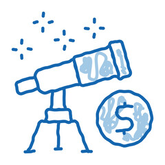 Wall Mural - look at telescope money doodle icon hand drawn illustration