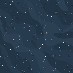 Wall Mural - Starry universe background. Dark sky with space stars. Hand drawn flat vector illustration