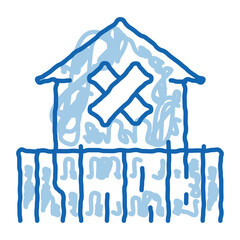 Sticker - enclosed non-residential building doodle icon hand drawn illustration