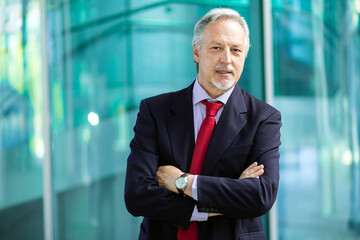 Canvas Print - Mature business man portrait outdoor