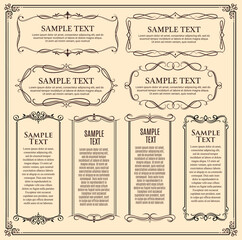 Wall Mural - frames, ornate vintage ornament borders, vector floral decoration and retro flourish swirls. ornate 