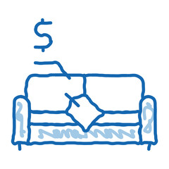 Wall Mural - sofa selling doodle icon hand drawn illustration