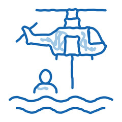 Canvas Print - helicopter rescue on sea doodle icon hand drawn illustration