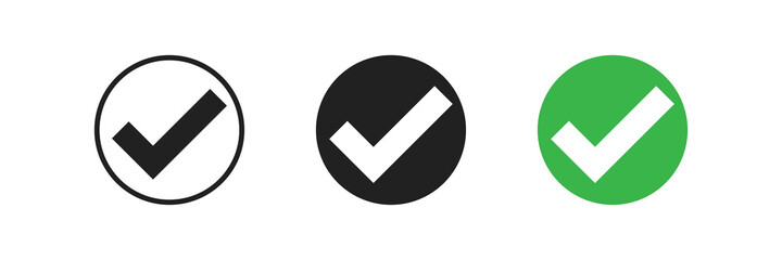 Wall Mural - check mark icon set. simple web correct sign. checkmark symbol. tick design element in vector flat