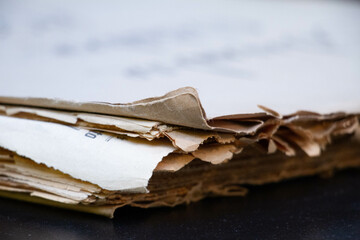 Poster - Closeup shot of pages of an old weathered book