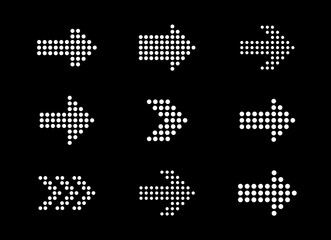 Poster - Set of vector arrows from dots. Shape template for LED.