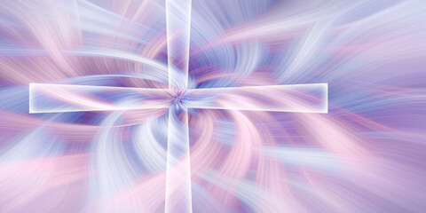 Wall Mural - light cross on curving rays in white pink blue