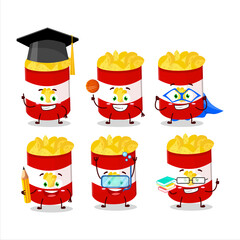 Sticker - School student of cup of potato chips cartoon character with various expressions