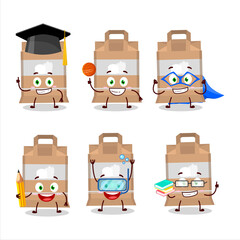 Sticker - School student of fast food bag cartoon character with various expressions