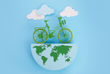 3rd June World Bicycle Day. Green Bicycle And World. Environment Preserve.