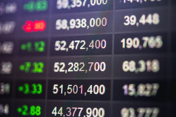 Abstract financial trading graphs and digital number of foreign exchange market trading on monitor. Background of gold and blue digital chart to represent stock market trend.