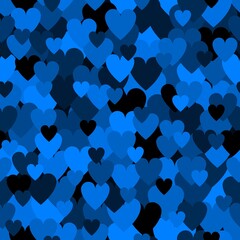 Canvas Print - Army blue heart pattern. Camouflage Vector texture for Valentines Day