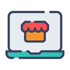Wall Mural - online shop merchant marketplace single isolated icon with flat dash or dashed style