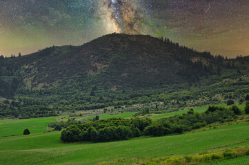 Poster - Milky Way over the mountains