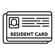 Resident Card Icon, Outline Style