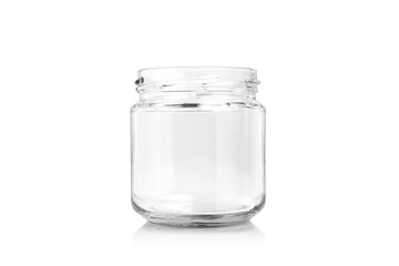 empty glass jar for food Isolated on white background