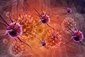 Sticker - 3d rendering Virus bacteria cells background
